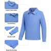 imageQBK Toddler to Youth Boys School Uniform Pique Polo Shirts Kids Long Sleeve Collared Golf ShirtLight Blue