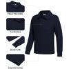 imageQBK Toddler to Youth Boys School Uniform Pique Polo Shirts Kids Long Sleeve Collared Golf ShirtNavy
