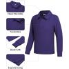 imageQBK Toddler to Youth Boys School Uniform Pique Polo Shirts Kids Long Sleeve Collared Golf ShirtPurple