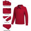 imageQBK Toddler to Youth Boys School Uniform Pique Polo Shirts Kids Long Sleeve Collared Golf ShirtRed