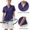 imageQBK Womens Golf Polo Shirt UPF 50 Dry Fit Collared VNeck Short Sleeve Tennis TopDark Purple