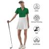 imageQBK Womens Golf Polo Shirt UPF 50 Dry Fit Collared VNeck Short Sleeve Tennis TopGreen