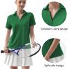 imageQBK Womens Golf Polo Shirt UPF 50 Dry Fit Collared VNeck Short Sleeve Tennis TopGreen
