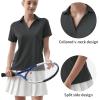 imageQBK Womens Golf Polo Shirt UPF 50 Dry Fit Collared VNeck Short Sleeve Tennis TopGrey
