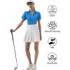 imageQBK Womens Golf Polo Shirt UPF 50 Dry Fit Collared VNeck Short Sleeve Tennis TopLight Blue