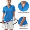 imageQBK Womens Golf Polo Shirt UPF 50 Dry Fit Collared VNeck Short Sleeve Tennis TopLight Blue