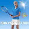 imageQBK Womens Golf Polo Shirt UPF 50 Dry Fit Collared VNeck Short Sleeve Tennis TopLight Blue