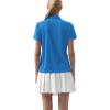 imageQBK Womens Golf Polo Shirt UPF 50 Dry Fit Collared VNeck Short Sleeve Tennis TopLight Blue