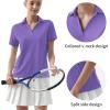imageQBK Womens Golf Polo Shirt UPF 50 Dry Fit Collared VNeck Short Sleeve Tennis TopLight Purple