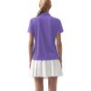 imageQBK Womens Golf Polo Shirt UPF 50 Dry Fit Collared VNeck Short Sleeve Tennis TopLight Purple