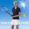 imageQBK Womens Golf Polo Shirt UPF 50 Dry Fit Collared VNeck Short Sleeve Tennis TopNavy Blue