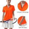 imageQBK Womens Golf Polo Shirt UPF 50 Dry Fit Collared VNeck Short Sleeve Tennis TopNeon Orange