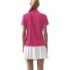 imageQBK Womens Golf Polo Shirt UPF 50 Dry Fit Collared VNeck Short Sleeve Tennis TopPink