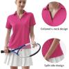imageQBK Womens Golf Polo Shirt UPF 50 Dry Fit Collared VNeck Short Sleeve Tennis TopPink
