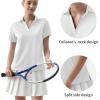 imageQBK Womens Golf Polo Shirt UPF 50 Dry Fit Collared VNeck Short Sleeve Tennis TopWhite