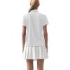 imageQBK Womens Golf Polo Shirt UPF 50 Dry Fit Collared VNeck Short Sleeve Tennis TopWhite
