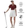 imageQBK Womens Golf Polo Shirt UPF 50 Dry Fit Collared VNeck Short Sleeve Tennis TopWine