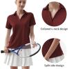 imageQBK Womens Golf Polo Shirt UPF 50 Dry Fit Collared VNeck Short Sleeve Tennis TopWine