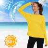 imageQBK Womens Neon T Shirt Long Sleeve TShirt Sun Protection UPF 50 for Hiking Fishing Workout Rash Guard and Athletic SportsGold