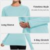 imageQBK Womens Neon T Shirt Long Sleeve TShirt Sun Protection UPF 50 for Hiking Fishing Workout Rash Guard and Athletic SportsLight Blue