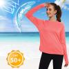 imageQBK Womens Neon T Shirt Long Sleeve TShirt Sun Protection UPF 50 for Hiking Fishing Workout Rash Guard and Athletic SportsLight Pink