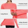 imageQBK Womens Neon T Shirt Long Sleeve TShirt Sun Protection UPF 50 for Hiking Fishing Workout Rash Guard and Athletic SportsLight Pink