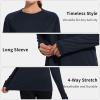 imageQBK Womens Neon T Shirt Long Sleeve TShirt Sun Protection UPF 50 for Hiking Fishing Workout Rash Guard and Athletic SportsNavy