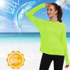 imageQBK Womens Neon T Shirt Long Sleeve TShirt Sun Protection UPF 50 for Hiking Fishing Workout Rash Guard and Athletic SportsNeon Green