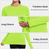 imageQBK Womens Neon T Shirt Long Sleeve TShirt Sun Protection UPF 50 for Hiking Fishing Workout Rash Guard and Athletic SportsNeon Green