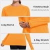 imageQBK Womens Neon T Shirt Long Sleeve TShirt Sun Protection UPF 50 for Hiking Fishing Workout Rash Guard and Athletic SportsNeon Orange
