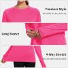 imageQBK Womens Neon T Shirt Long Sleeve TShirt Sun Protection UPF 50 for Hiking Fishing Workout Rash Guard and Athletic SportsNeon Pink