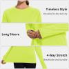 imageQBK Womens Neon T Shirt Long Sleeve TShirt Sun Protection UPF 50 for Hiking Fishing Workout Rash Guard and Athletic SportsNeon Yellow