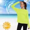 imageQBK Womens Neon T Shirt Long Sleeve TShirt Sun Protection UPF 50 for Hiking Fishing Workout Rash Guard and Athletic SportsNeon Yellow