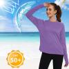 imageQBK Womens Neon T Shirt Long Sleeve TShirt Sun Protection UPF 50 for Hiking Fishing Workout Rash Guard and Athletic SportsPurple