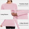 imageQBK Womens Neon T Shirt Long Sleeve TShirt Sun Protection UPF 50 for Hiking Fishing Workout Rash Guard and Athletic SportsSoft Pink