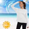 imageQBK Womens Neon T Shirt Long Sleeve TShirt Sun Protection UPF 50 for Hiking Fishing Workout Rash Guard and Athletic SportsWhite