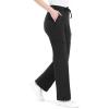 imageQBK Yoga Scrub Pants Women Mid Rise Yoga Work Pants Five Pocket Cargo Scrub PantBlack