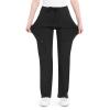 imageQBK Yoga Scrub Pants Women Mid Rise Yoga Work Pants Five Pocket Cargo Scrub PantBlack