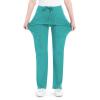 imageQBK Yoga Scrub Pants Women Mid Rise Yoga Work Pants Five Pocket Cargo Scrub PantGreen