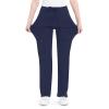 imageQBK Yoga Scrub Pants Women Mid Rise Yoga Work Pants Five Pocket Cargo Scrub PantNavy