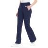 imageQBK Yoga Scrub Pants Women Mid Rise Yoga Work Pants Five Pocket Cargo Scrub PantNavy
