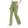 imageQBK Yoga Scrub Pants Women Mid Rise Yoga Work Pants Five Pocket Cargo Scrub PantOlive