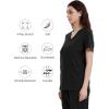 imageQBK Yoga Scrub Top for Women V Neck Shirt with 2 Pockets Comfort Soft Stretch Easy CareBlack