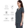 imageQBK Yoga Scrub Top for Women V Neck Shirt with 2 Pockets Comfort Soft Stretch Easy CareBluish Grey