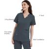 imageQBK Yoga Scrub Top for Women V Neck Shirt with 2 Pockets Comfort Soft Stretch Easy CareBluish Grey