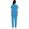 imageQBK Yoga Scrub Top for Women V Neck Shirt with 2 Pockets Comfort Soft Stretch Easy CareCeil Blue