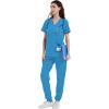 imageQBK Yoga Scrub Top for Women V Neck Shirt with 2 Pockets Comfort Soft Stretch Easy CareCeil Blue