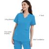 imageQBK Yoga Scrub Top for Women V Neck Shirt with 2 Pockets Comfort Soft Stretch Easy CareCeil Blue