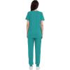 imageQBK Yoga Scrub Top for Women V Neck Shirt with 2 Pockets Comfort Soft Stretch Easy CareGreen