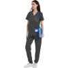 imageQBK Yoga Scrub Top for Women V Neck Shirt with 2 Pockets Comfort Soft Stretch Easy CareIron Gray